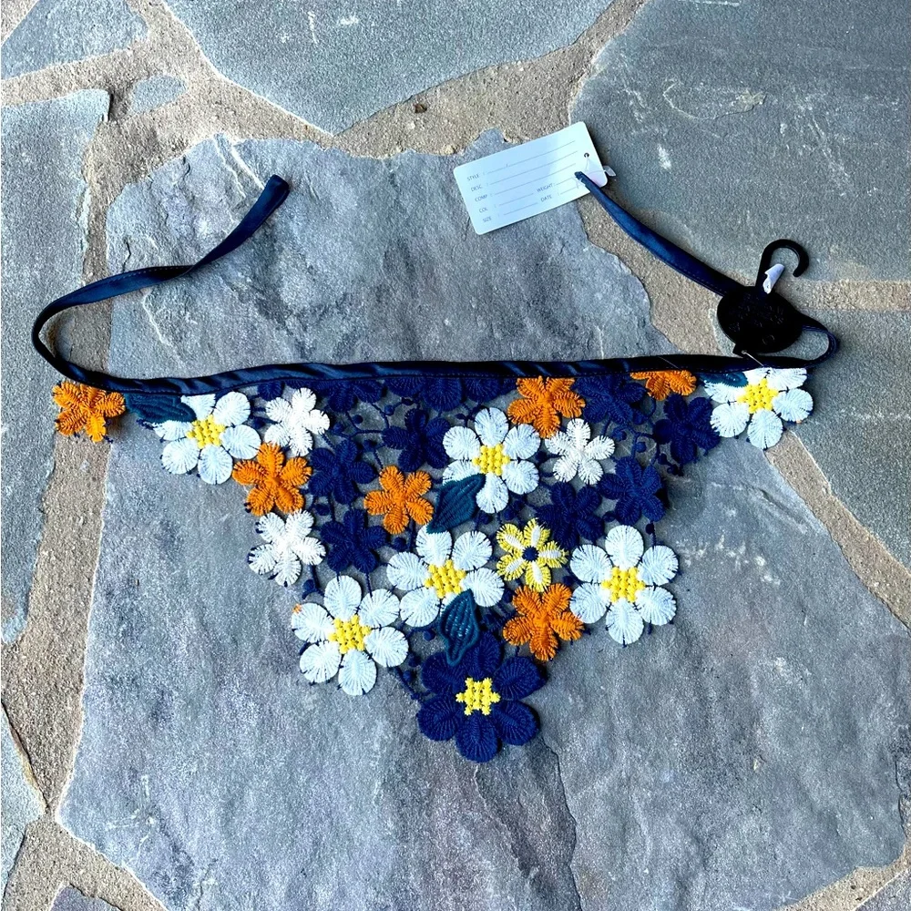 Knitted Bandanna Crochet Flower Triangle Headband
